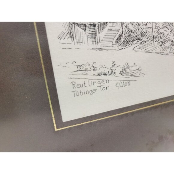 Drawing Reutlingen Tubinger Tor E/Laun Framed 8x10" - Picture 4 of 9